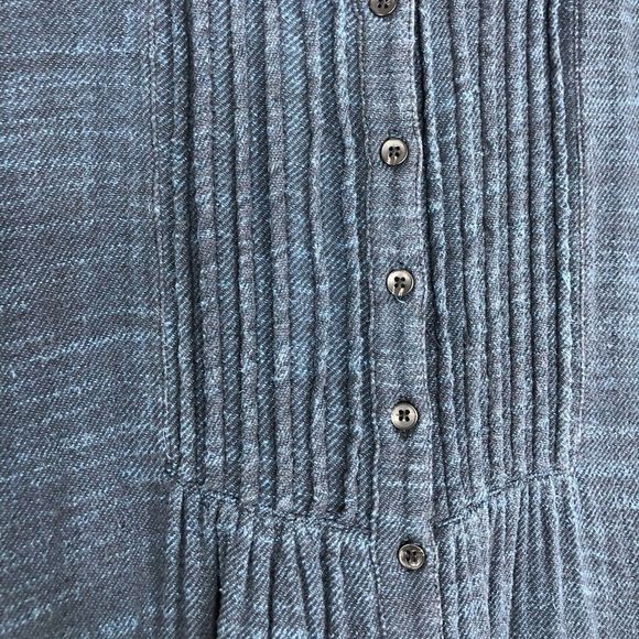 Free People Navy Plaid Flannel Button Down Long Sleeve Shirt Top size XS - Picture 4 of 13